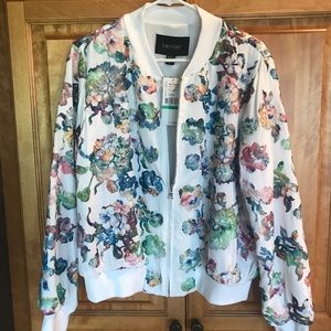 Embroidered floral bomber jacket